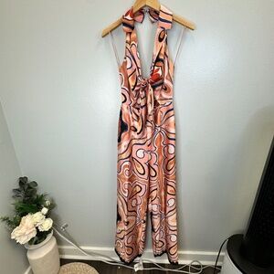 Akira You Better Belize it Printed Jumpsuit size Small